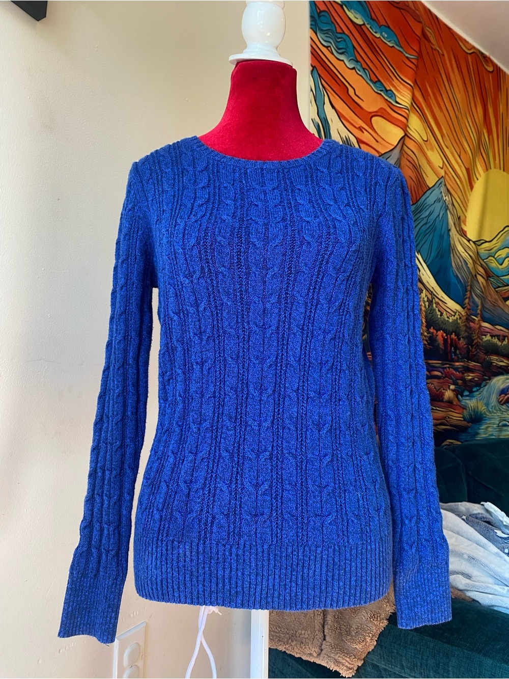 St. John's Bay Royal Blue Cable Knit Crewneck Sweater